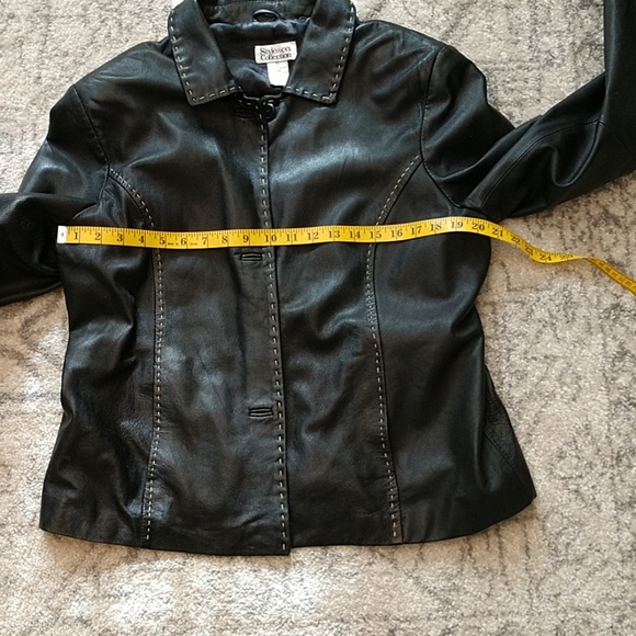 029 Style & Co Black Leather Jacket, - Picture 8 of 8